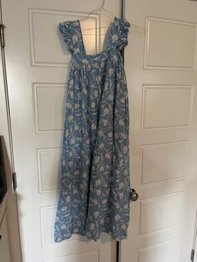 a new day Light Blue Floral Sundress with Smocked Neckline